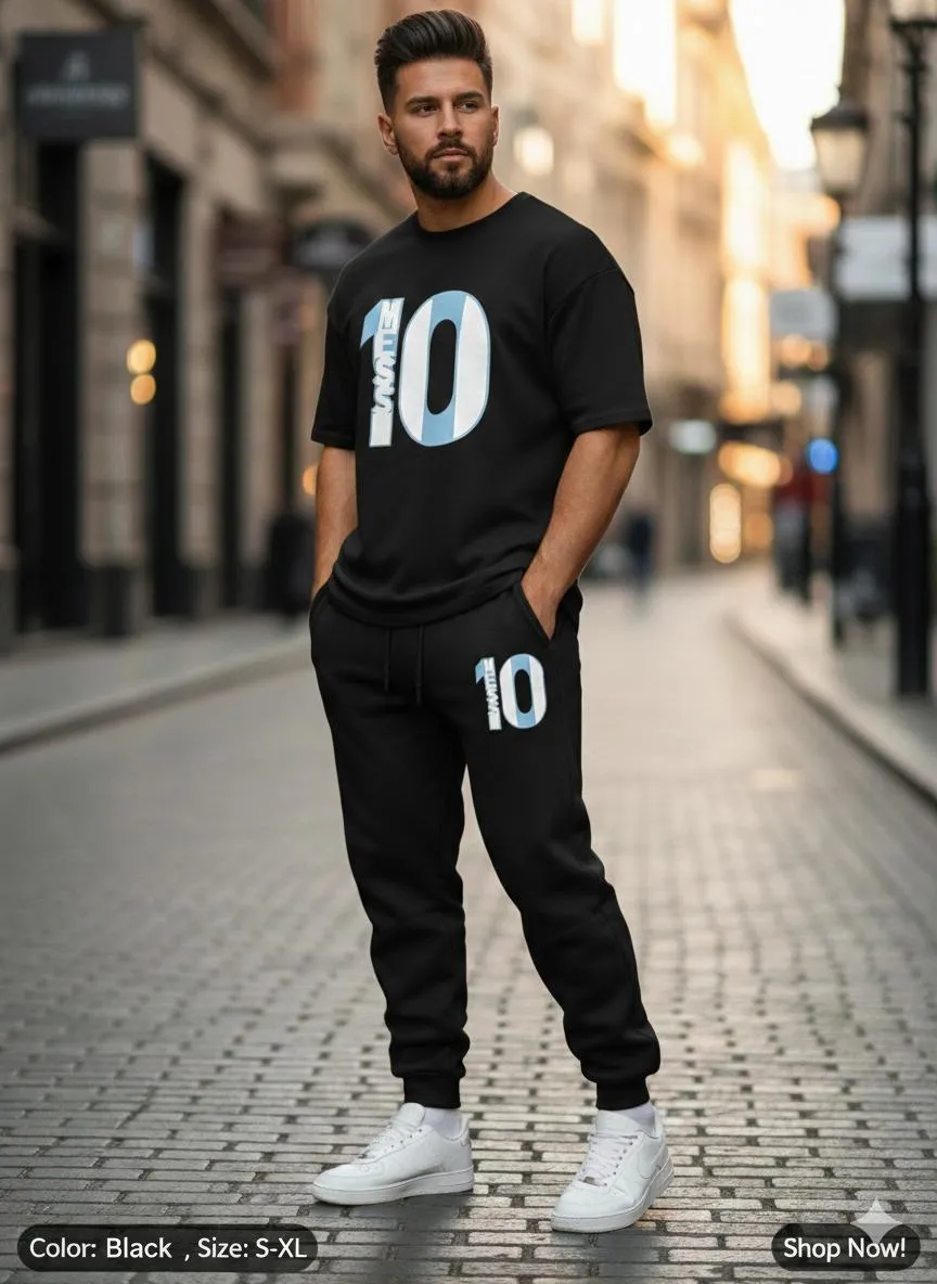 2 Pcs Men's Polyester Printed Track Suit